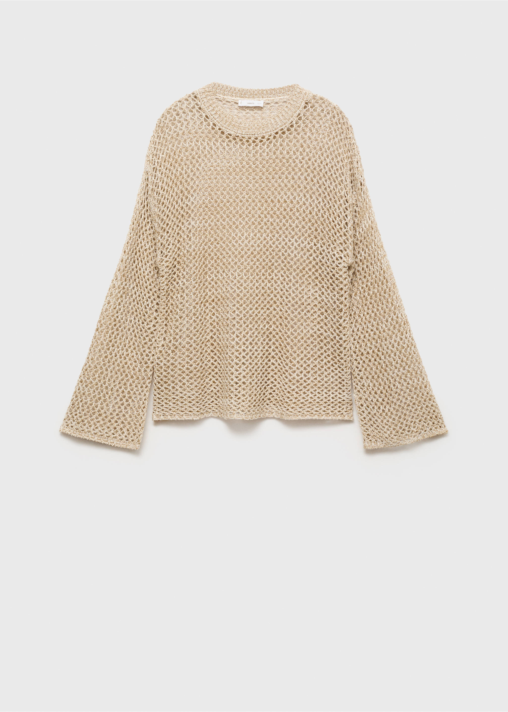 Knit sweater with lace pattern - Article without model, Beige. Ref: 87015757-00.