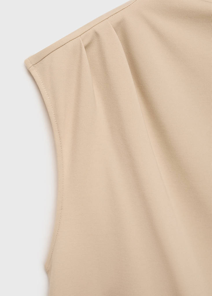 Maternity top with draped neck — Sand