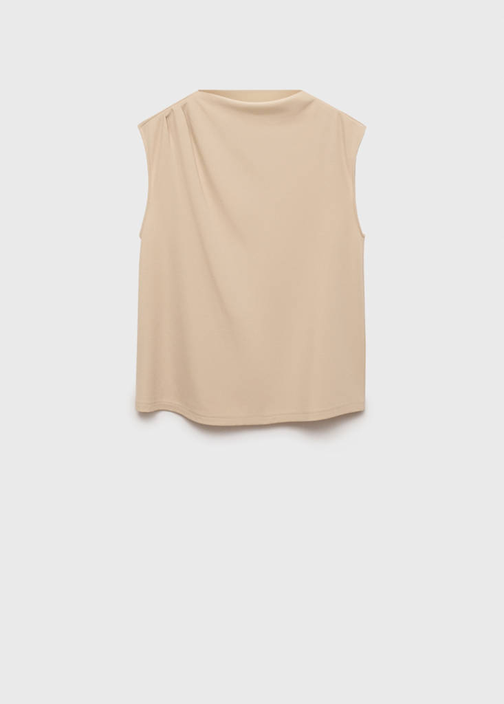 Maternity top with draped neck — Sand