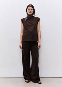 Maternity top with draped neck — Chocolate 2