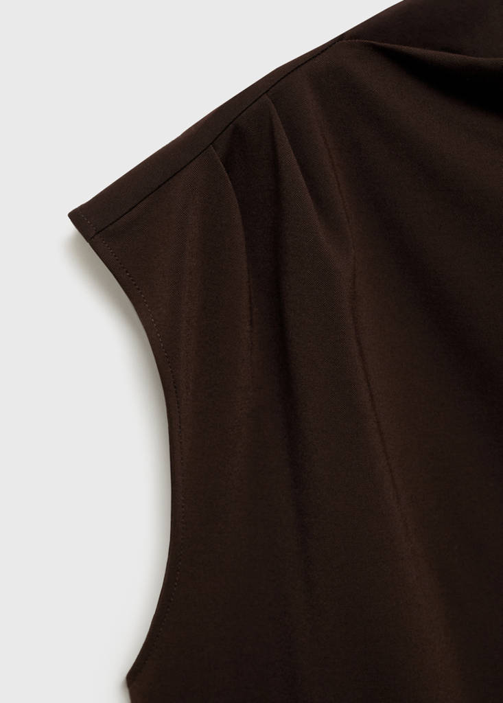 Maternity top with draped neck — Chocolate