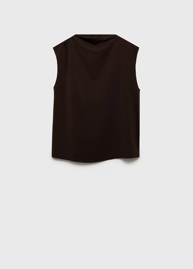 Maternity top with draped neck — Chocolate