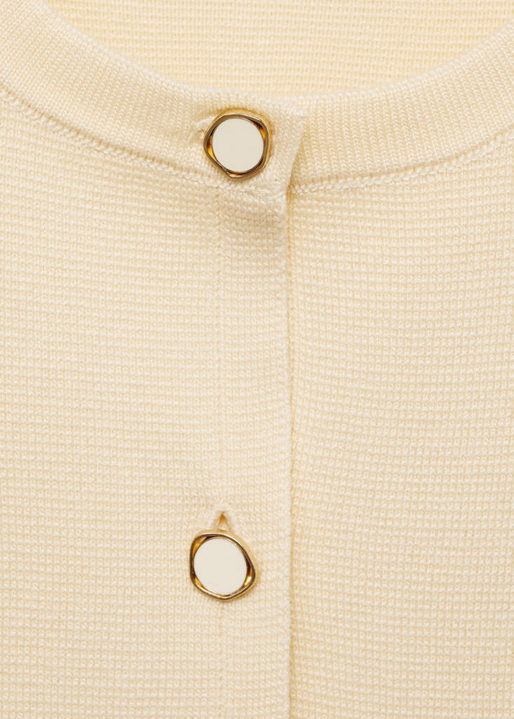 Fine-knit waistcoat with buttons — Ecru