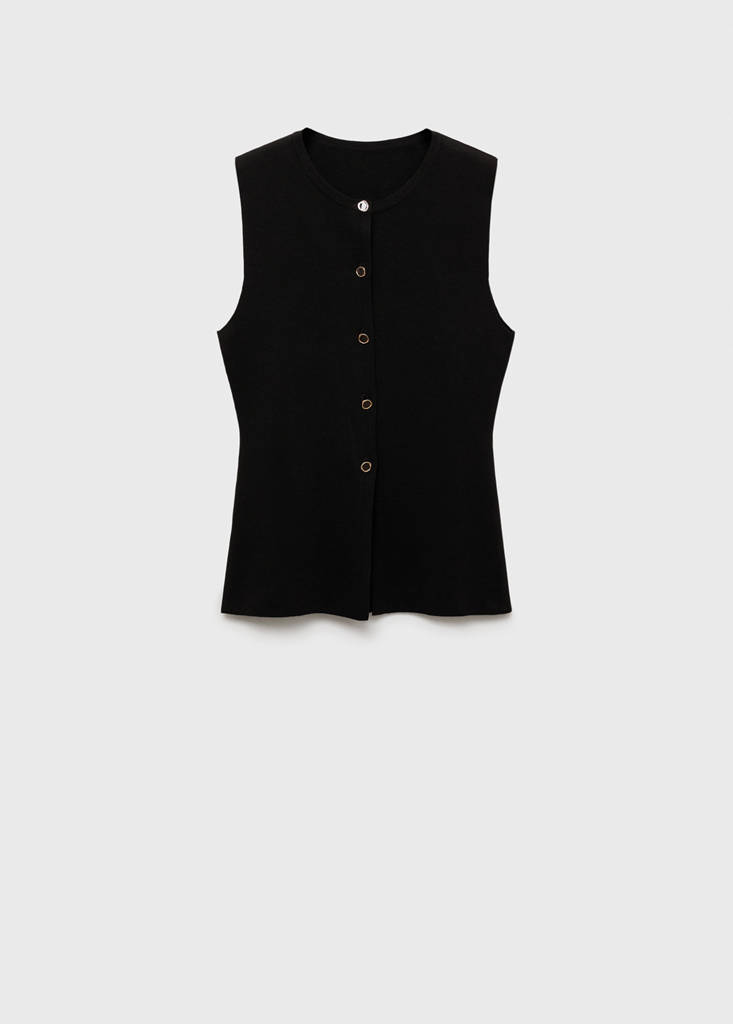 Fine-knit waistcoat with buttons — Chocolate