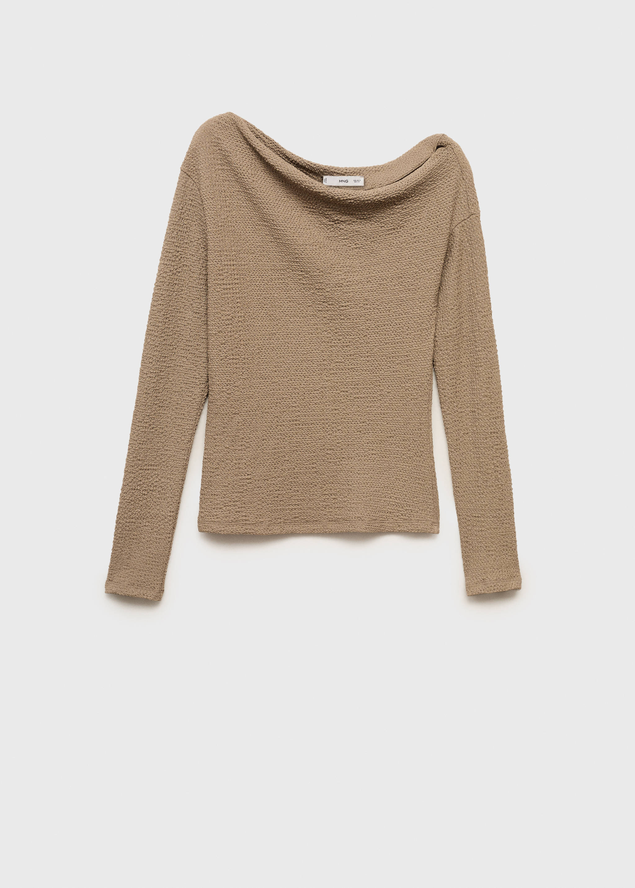 Textured asymmetrical neck t-shirt - Article without model