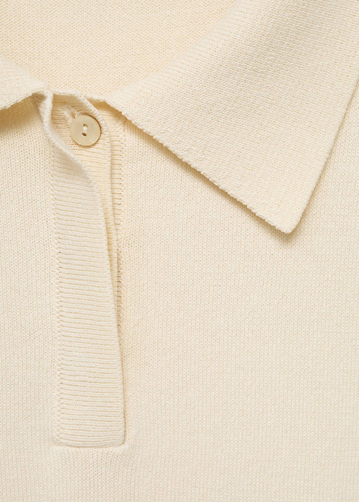Short-sleeved sweater with knot detail — Ecru