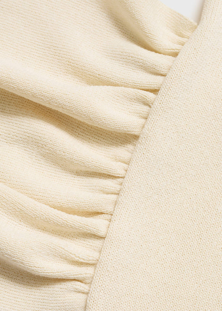 Short-sleeved sweater with knot detail — Ecru