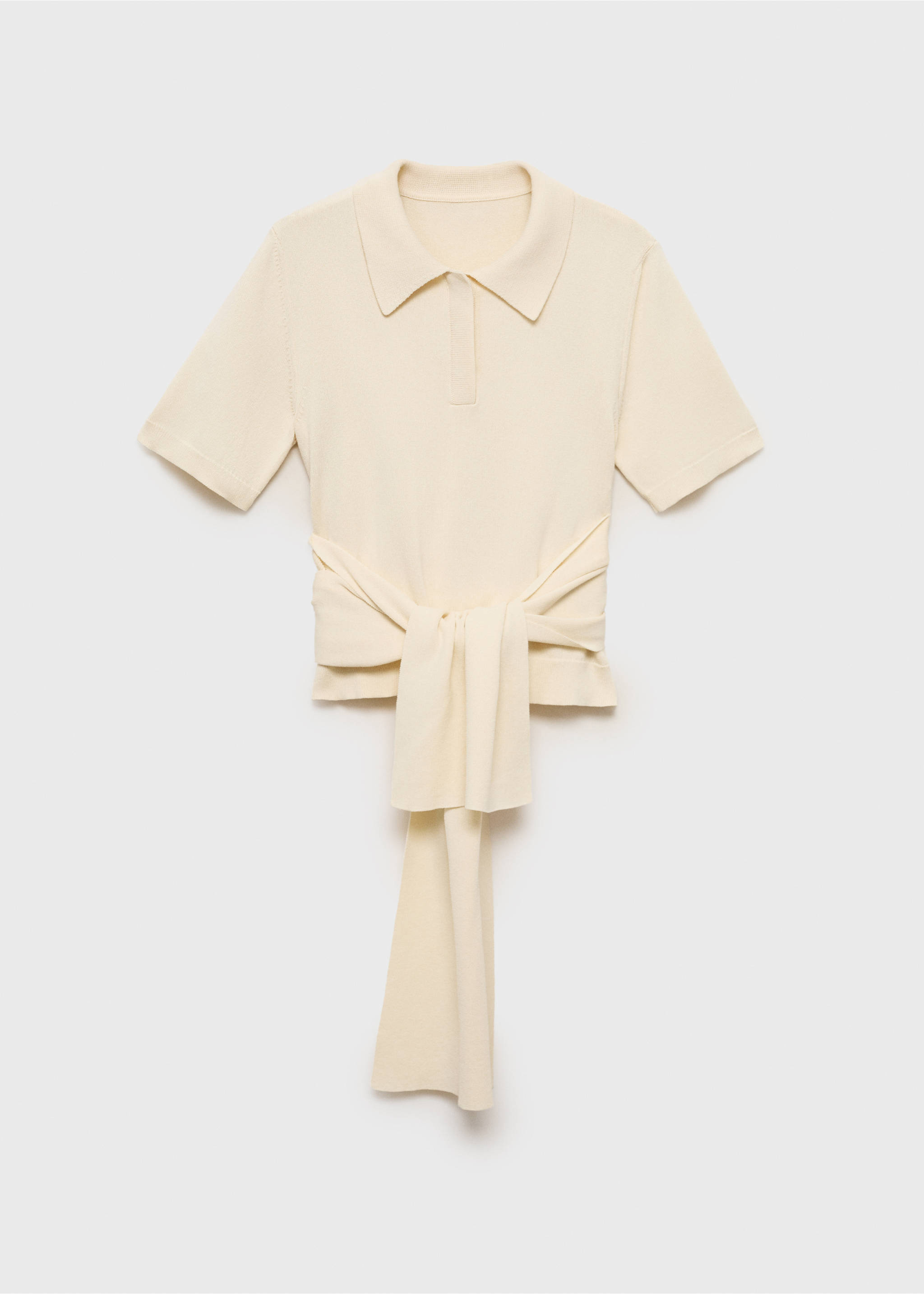 Short-sleeved sweater with knot detail - Article without model, Ecru. Ref: 87015768-00.
