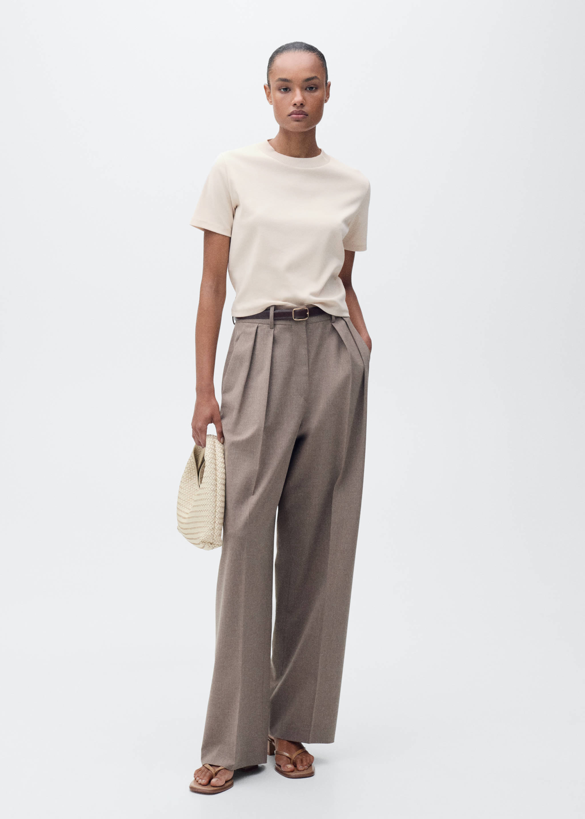 T-Shirt aus Baumwollmischung mit kurzen Ärmeln - Allgemeine Ansicht