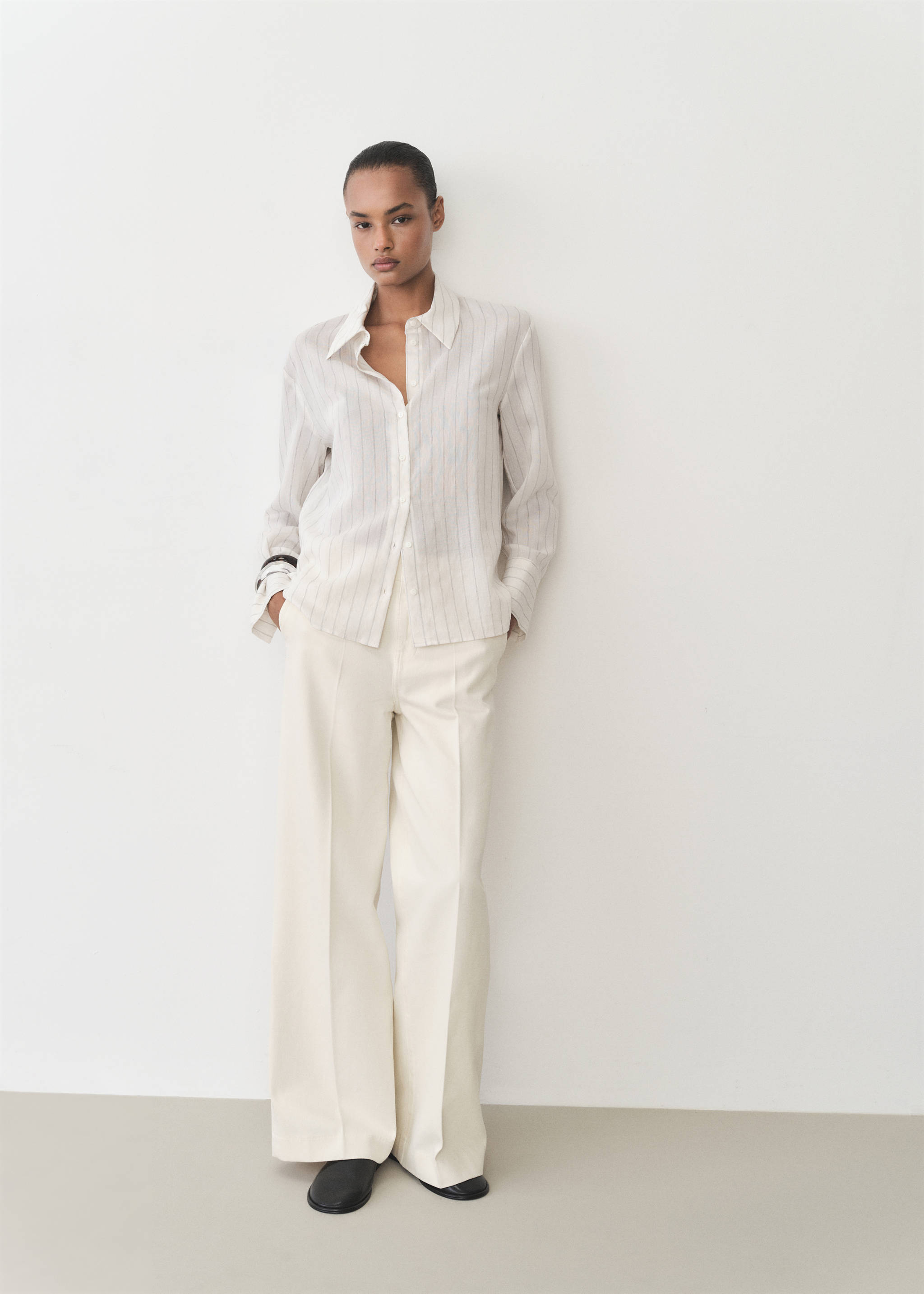 Cotton wide leg trousers - General plane