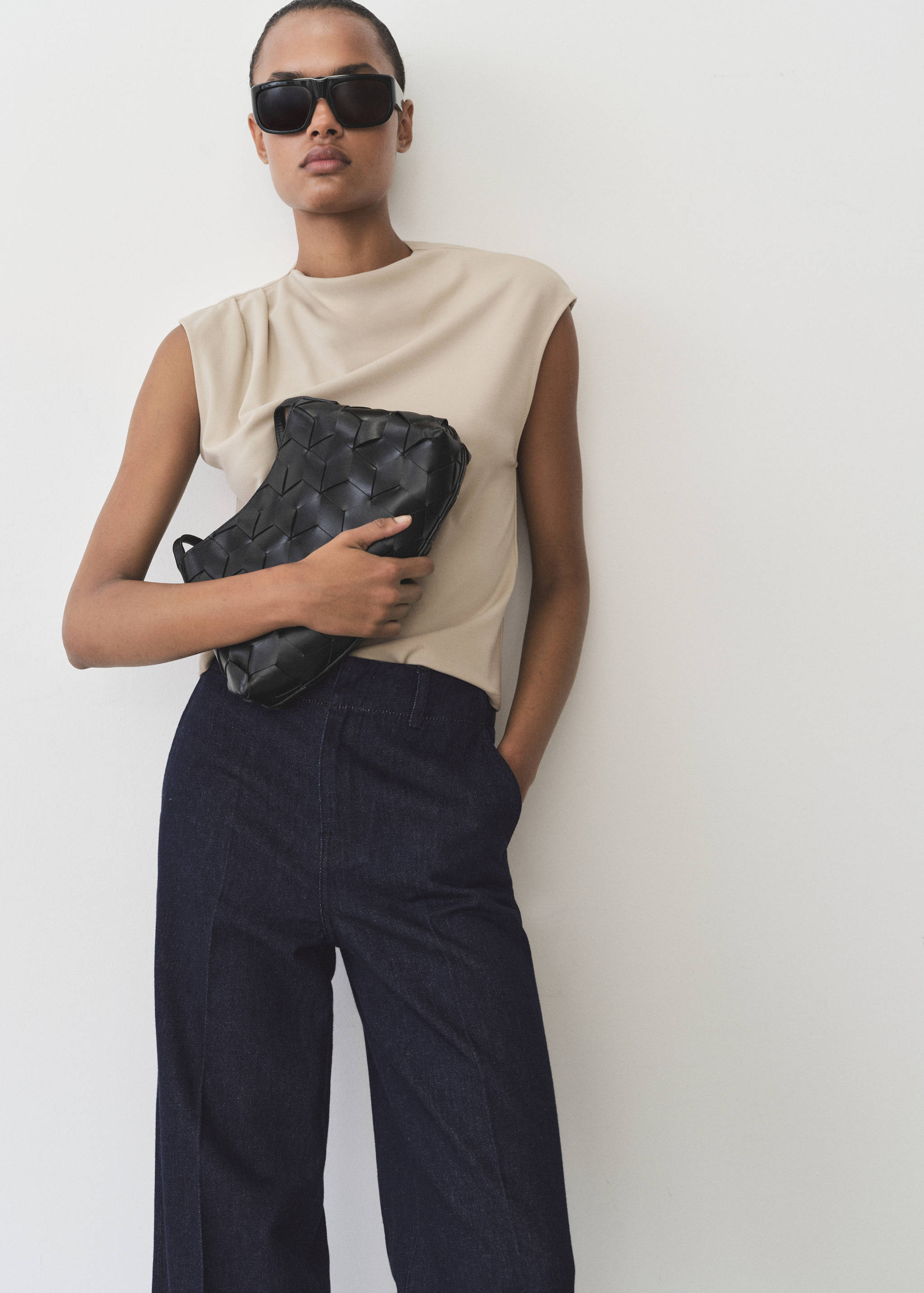 Wide leg denim trousers - Details of the article 1