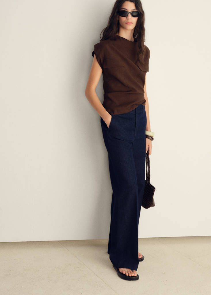 Wide leg denim trousers — Open Blue