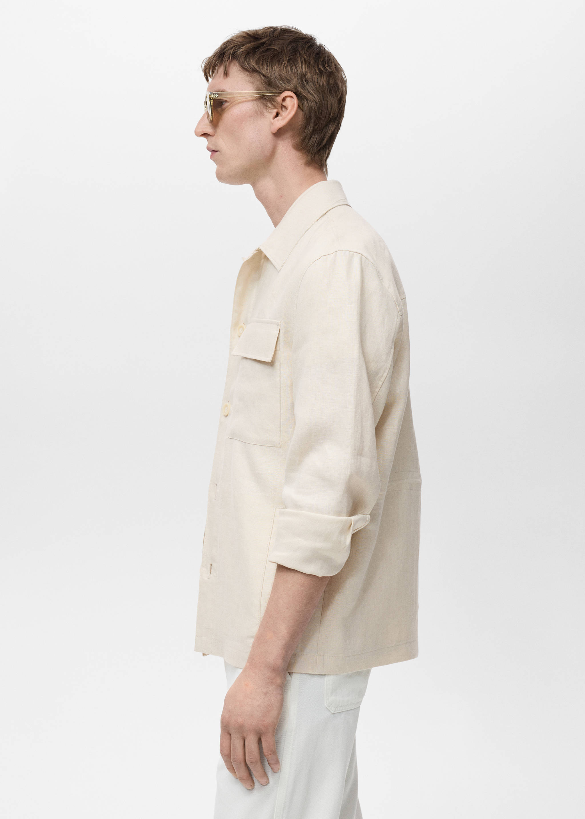 100% linen overshirt with pockets - Details of the article 2