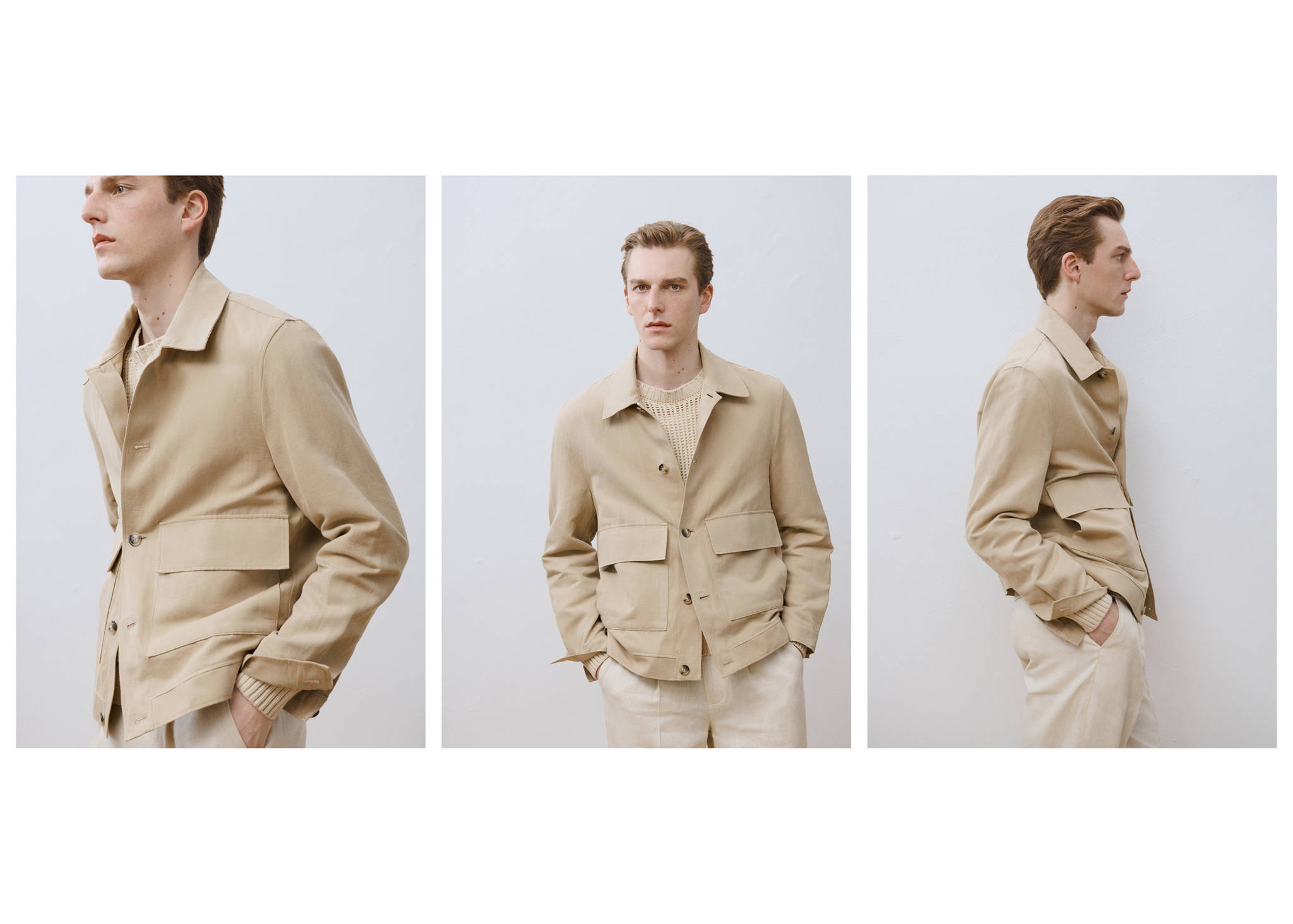 Linen-blend jacket with pockets - Panoramic plane
