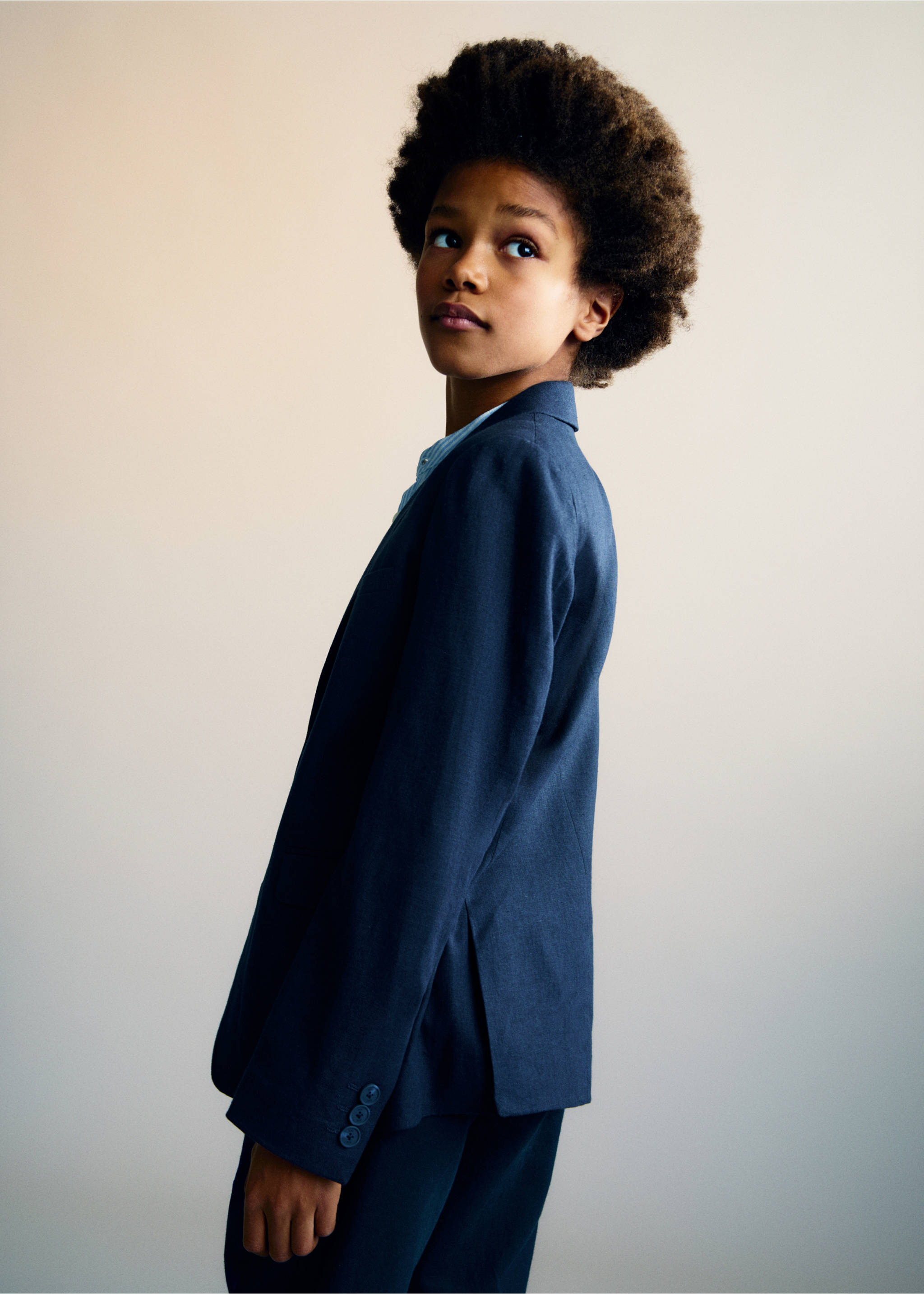 Veste de costume lin - Verso de l’article, Bleu marine foncé. Ref: 87015928-00.