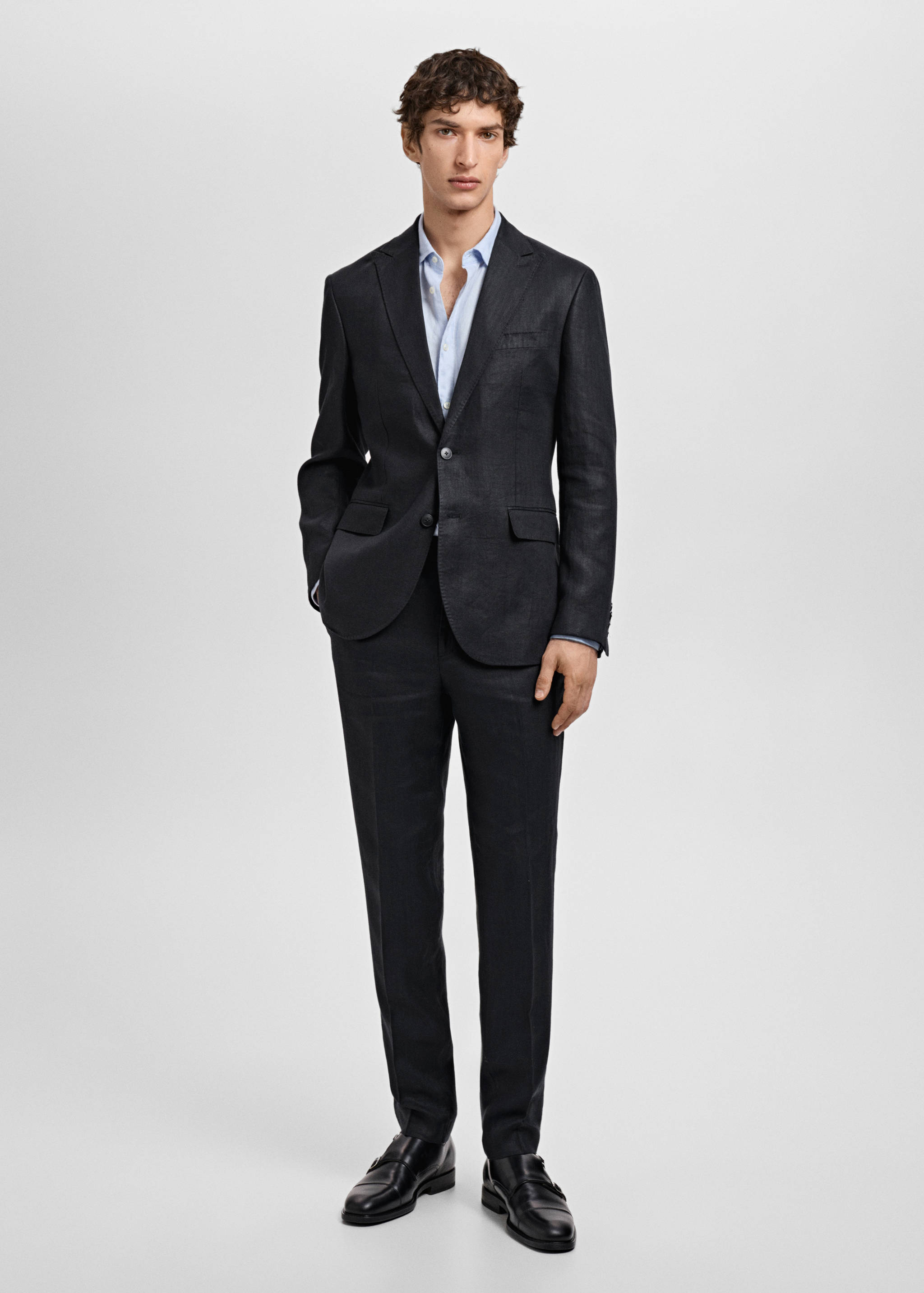 Amalfi 100% linen slim-fit suit trousers - General plane