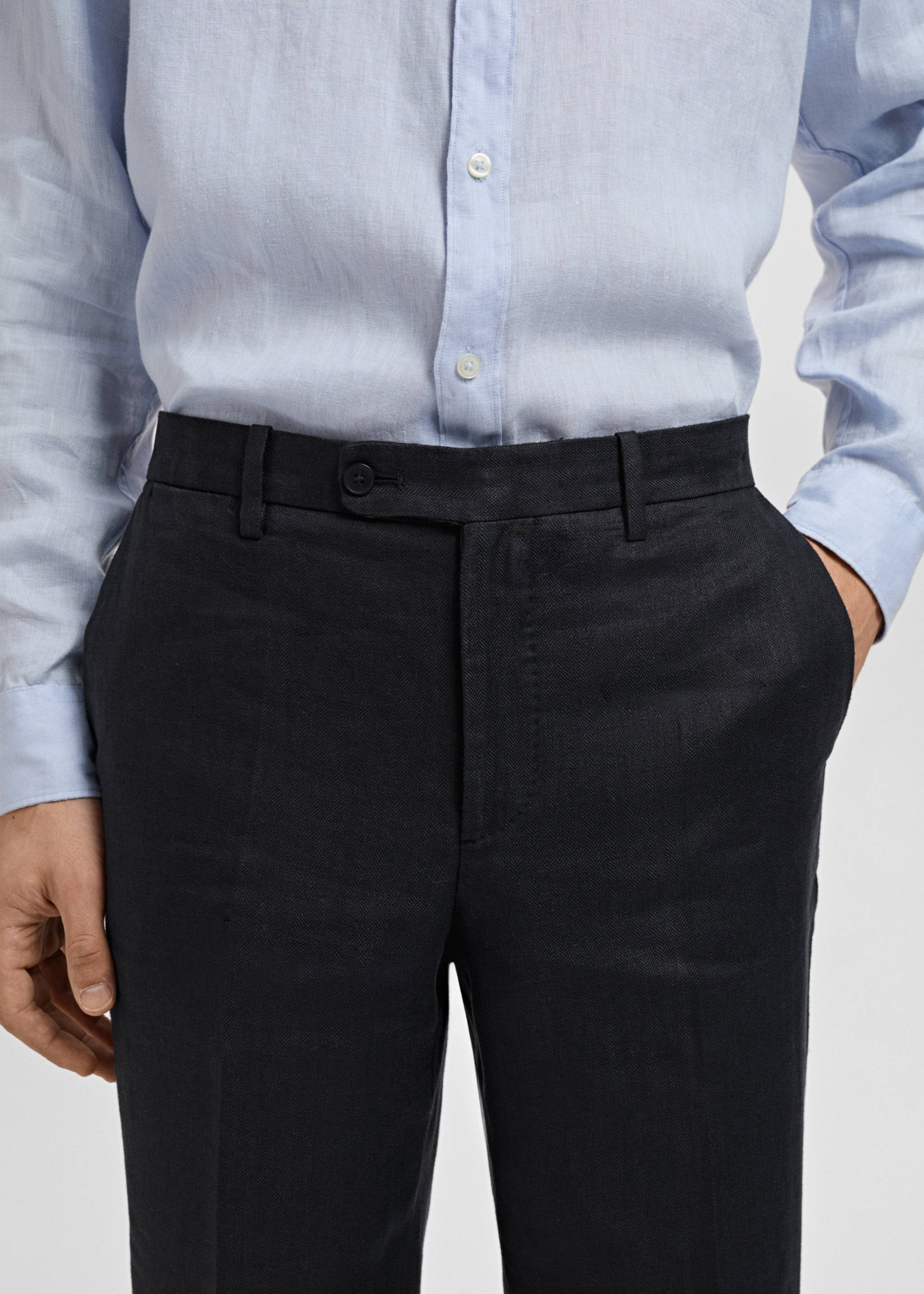 Amalfi 100% linen slim-fit suit trousers - Details of the article 1