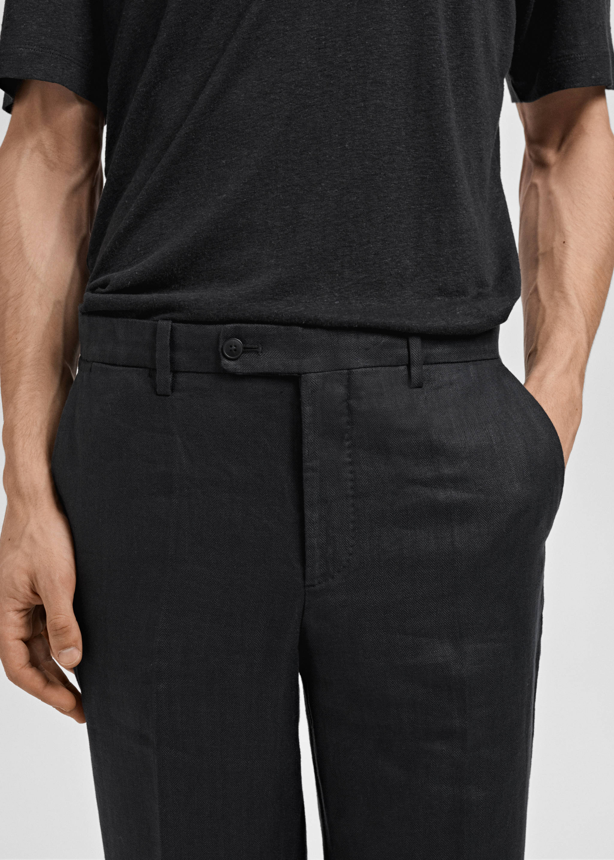 Amalfi 100% linen slim-fit suit trousers - Details of the article 1