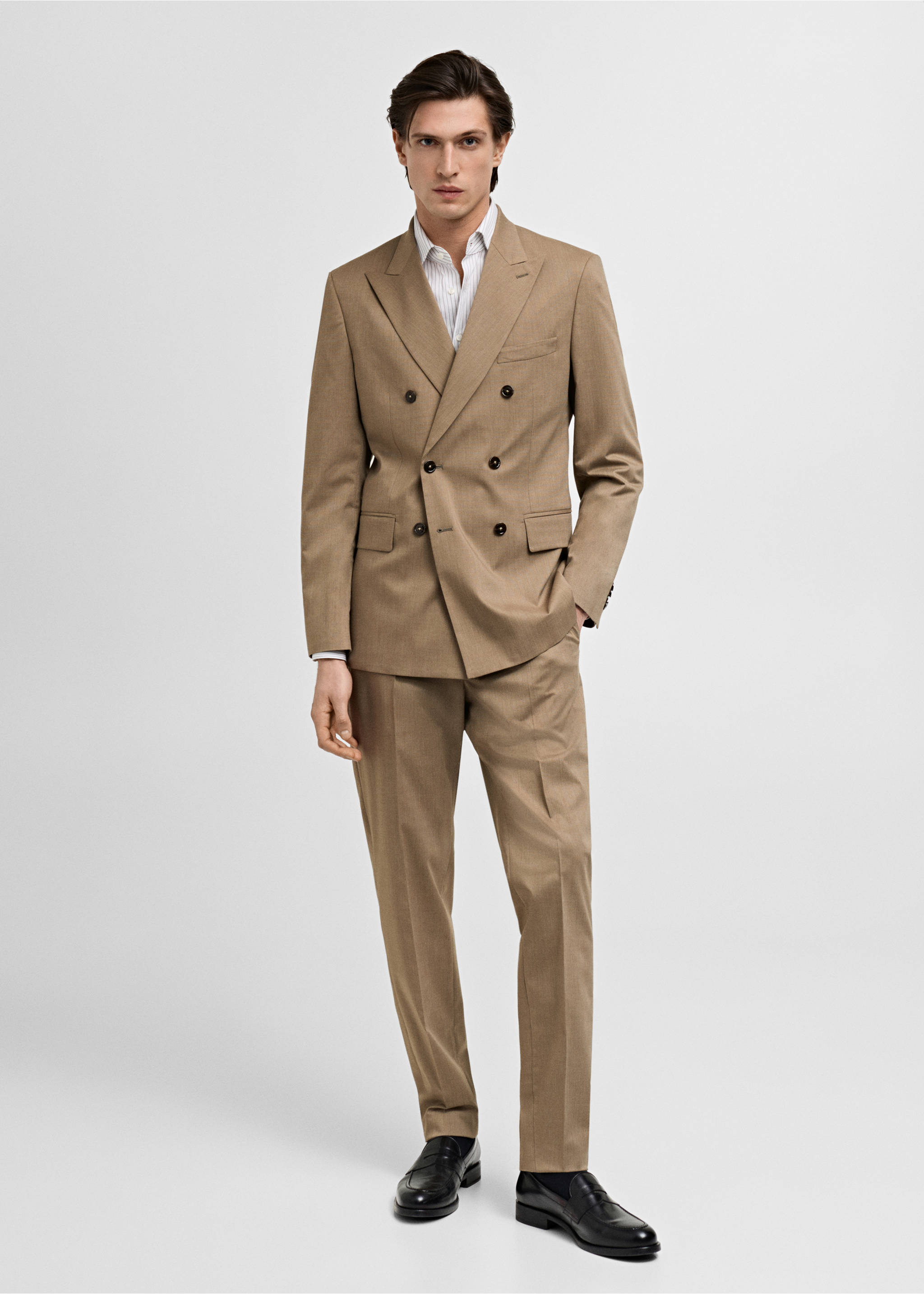 Monako slim fit kumaş pantolon - Genel plan, Orta Kahverengi. Ref: 87015936-00.