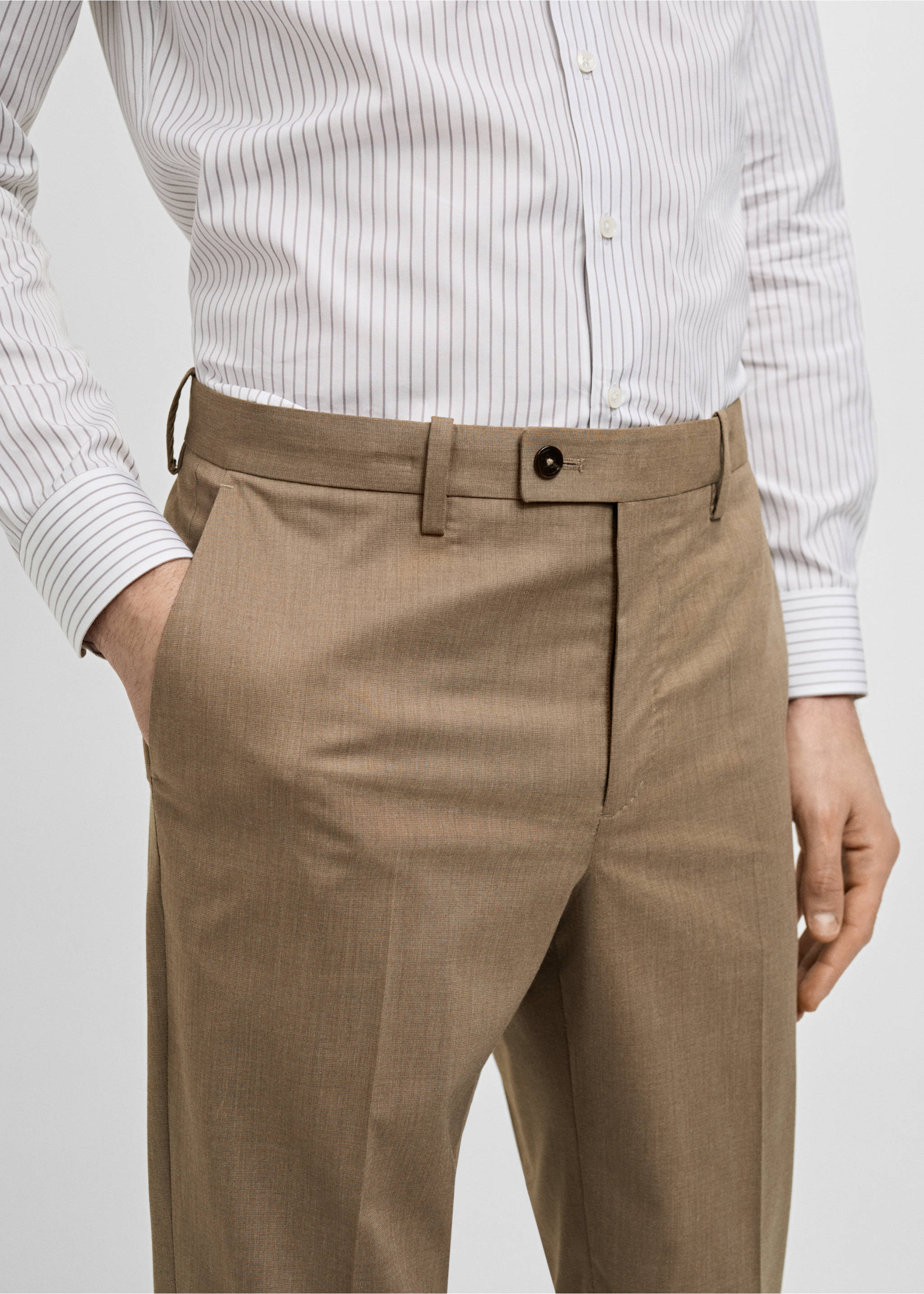 Monako slim fit kumaş pantolon - Ürün detayı 1, Orta Kahverengi. Ref: 87015936-00.