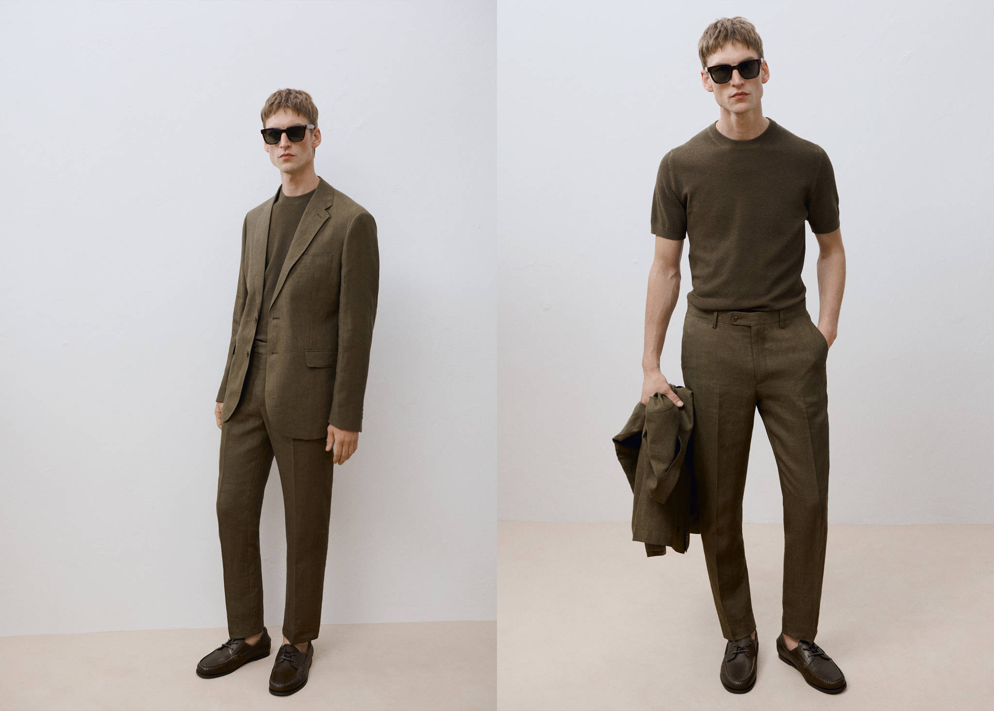 Pantalón traje Amalfi 100% lino slim fit - Plano panorámico