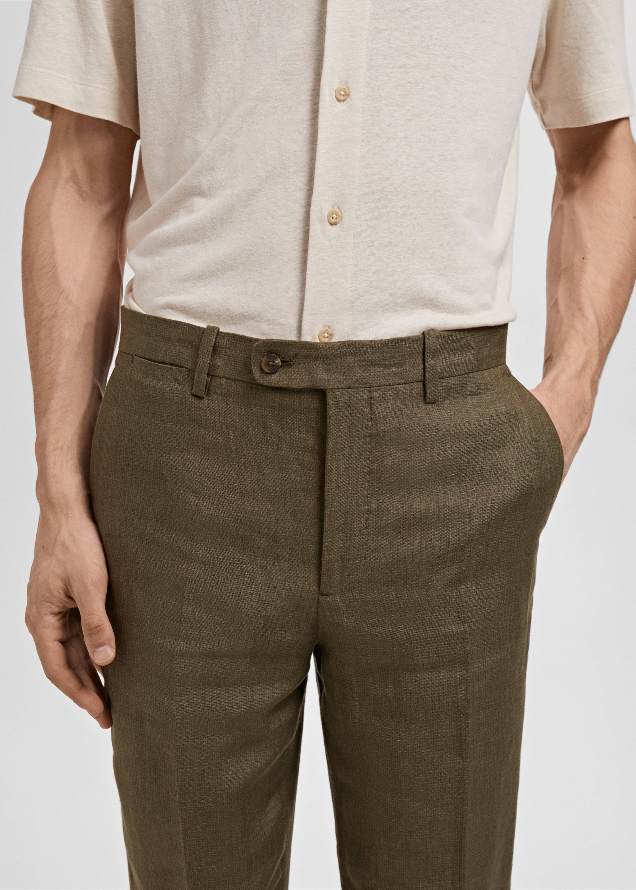 Amalfi 100% linen slim-fit suit trousers - Details of the article 1