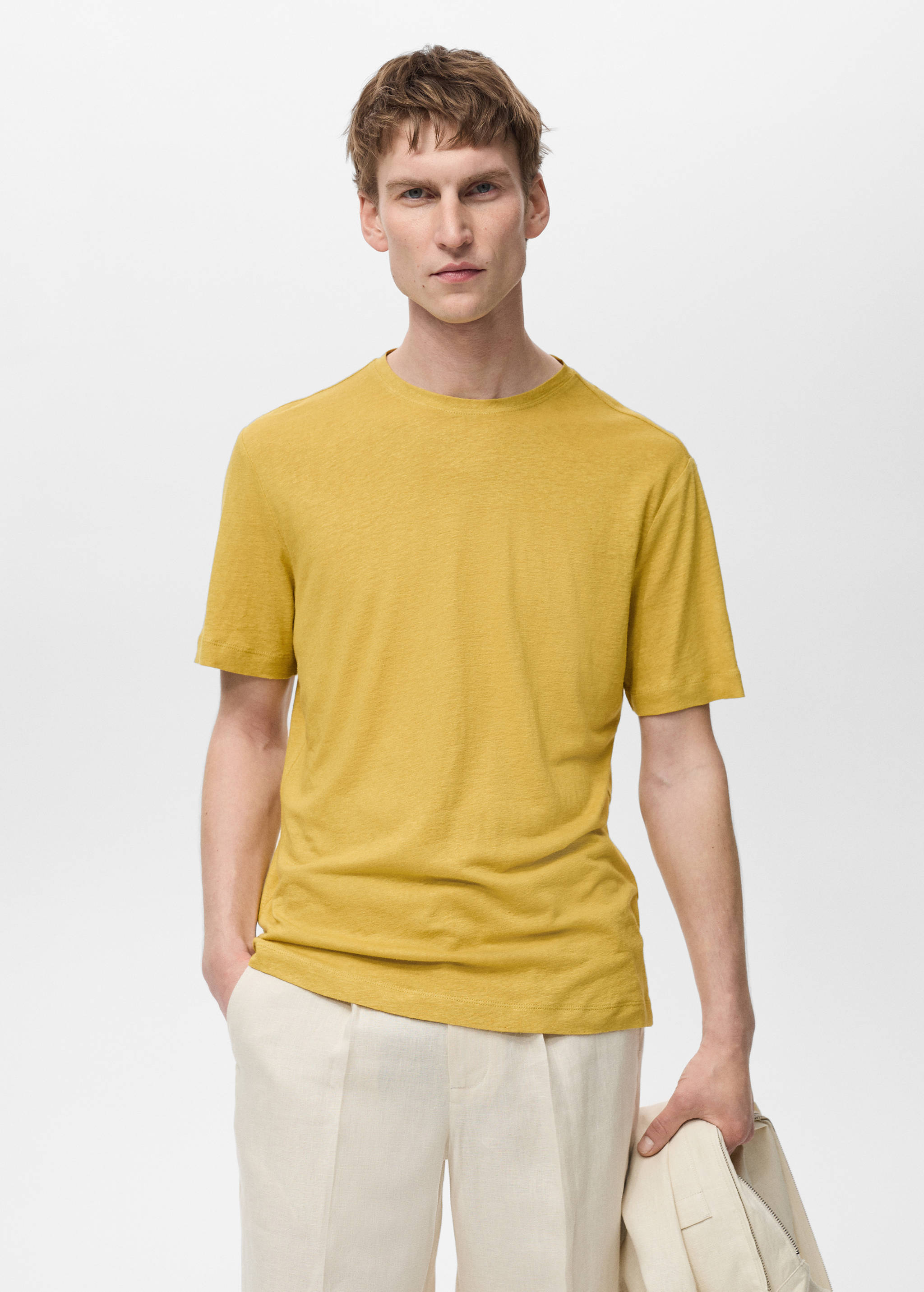 Linen slim-fit t-shirt - Medium plane