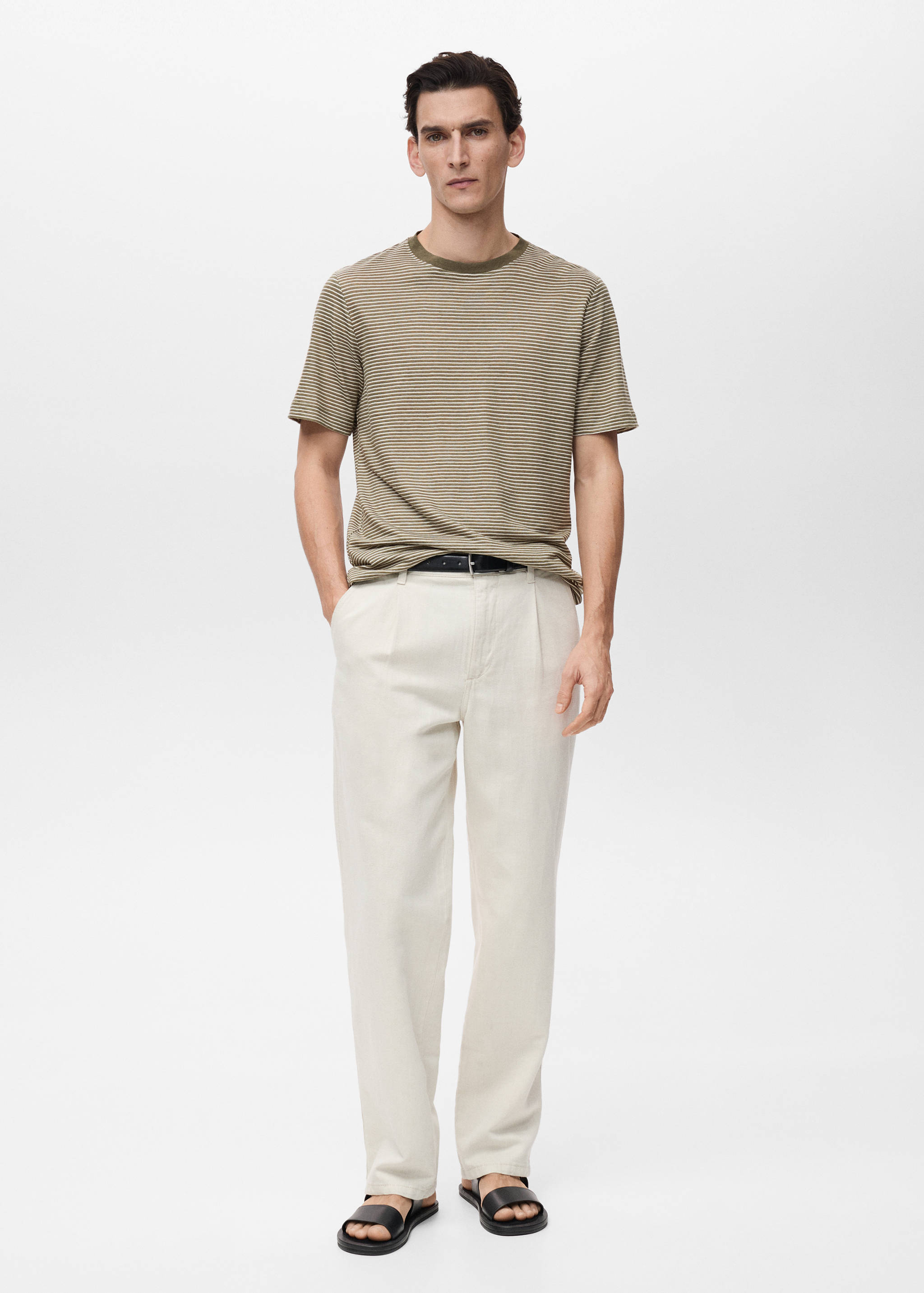 Striped slim-fit linen t-shirt - General plane