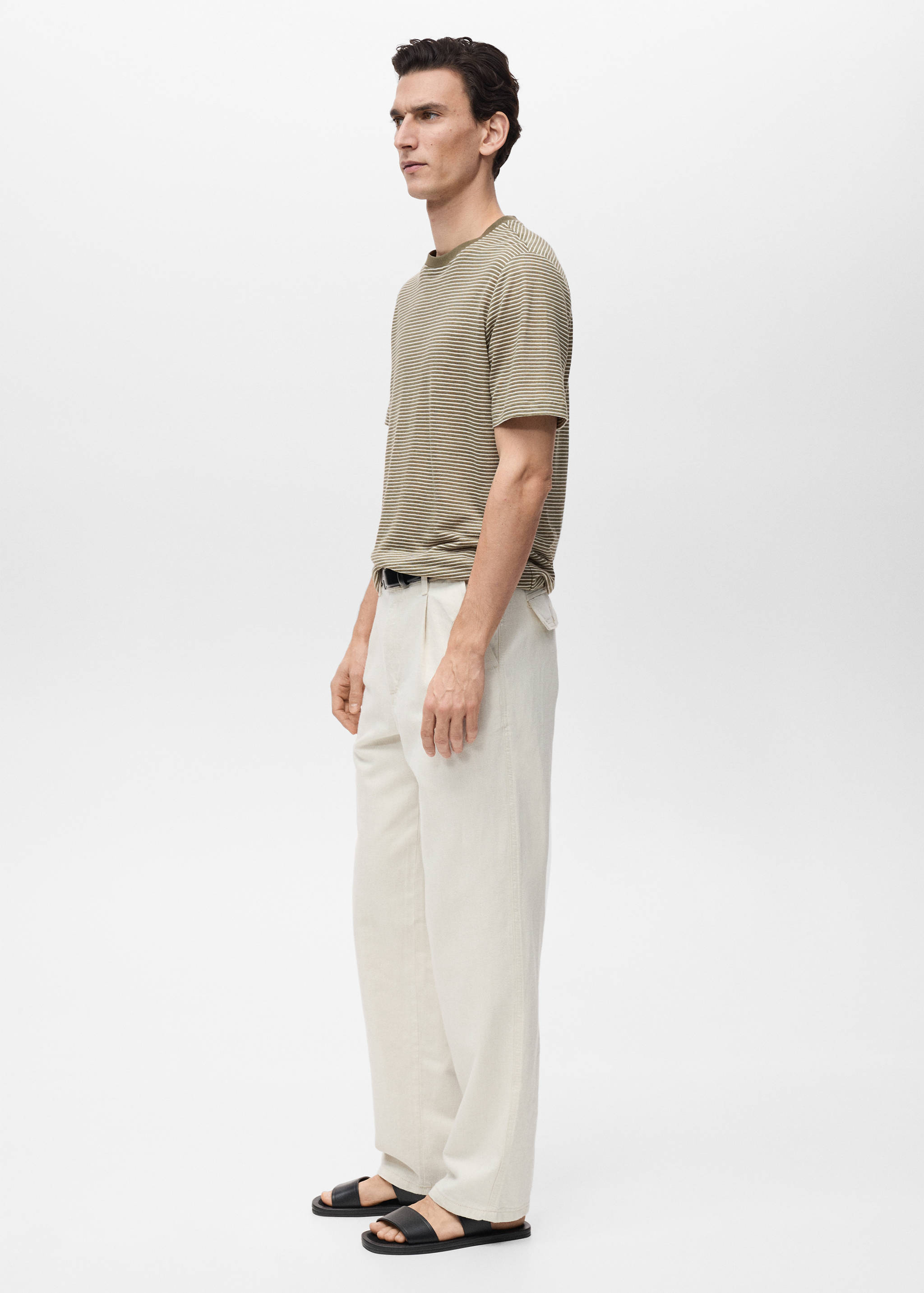 Striped slim-fit linen t-shirt - Details of the article 2