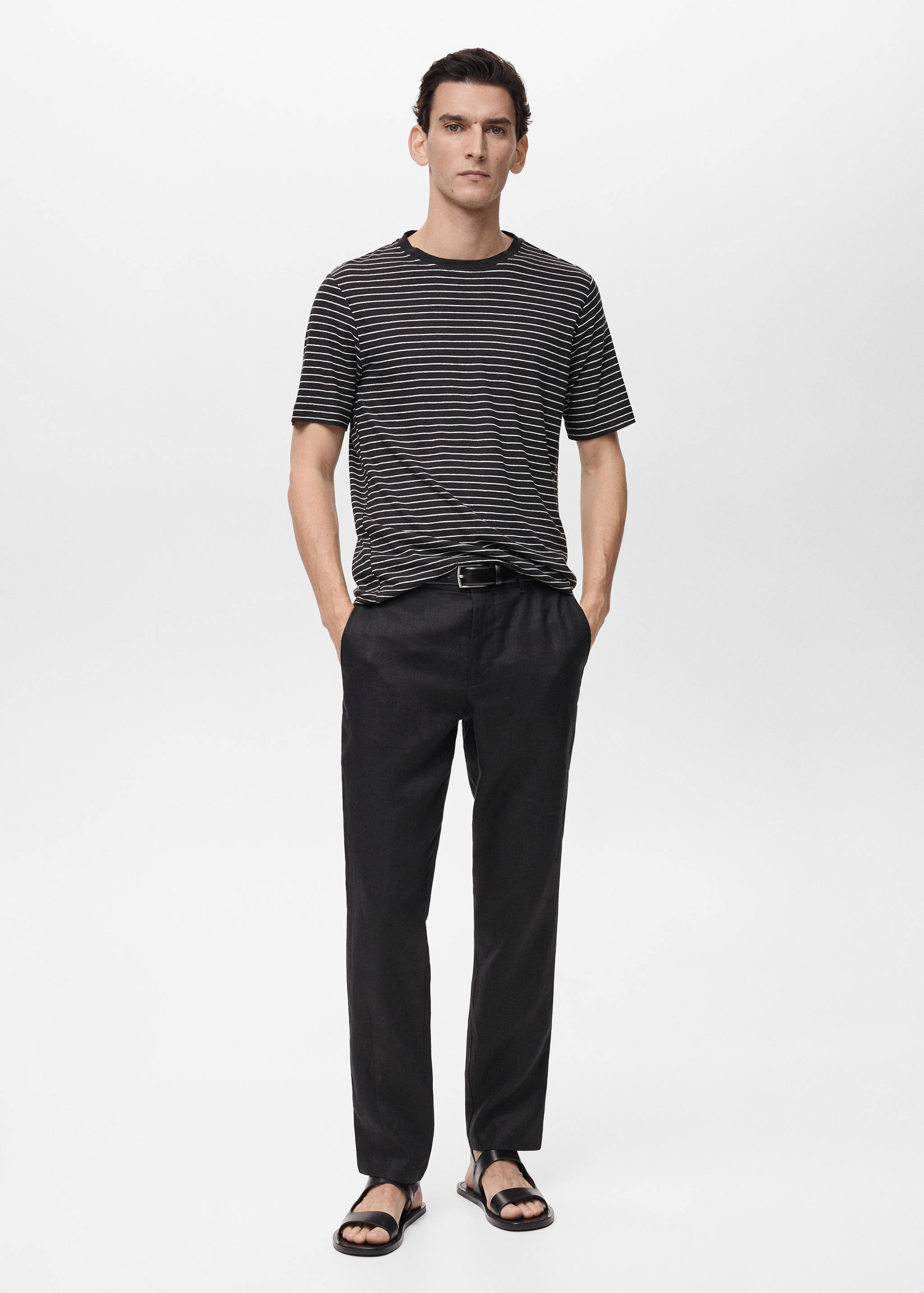 Striped slim-fit linen t-shirt - General plane