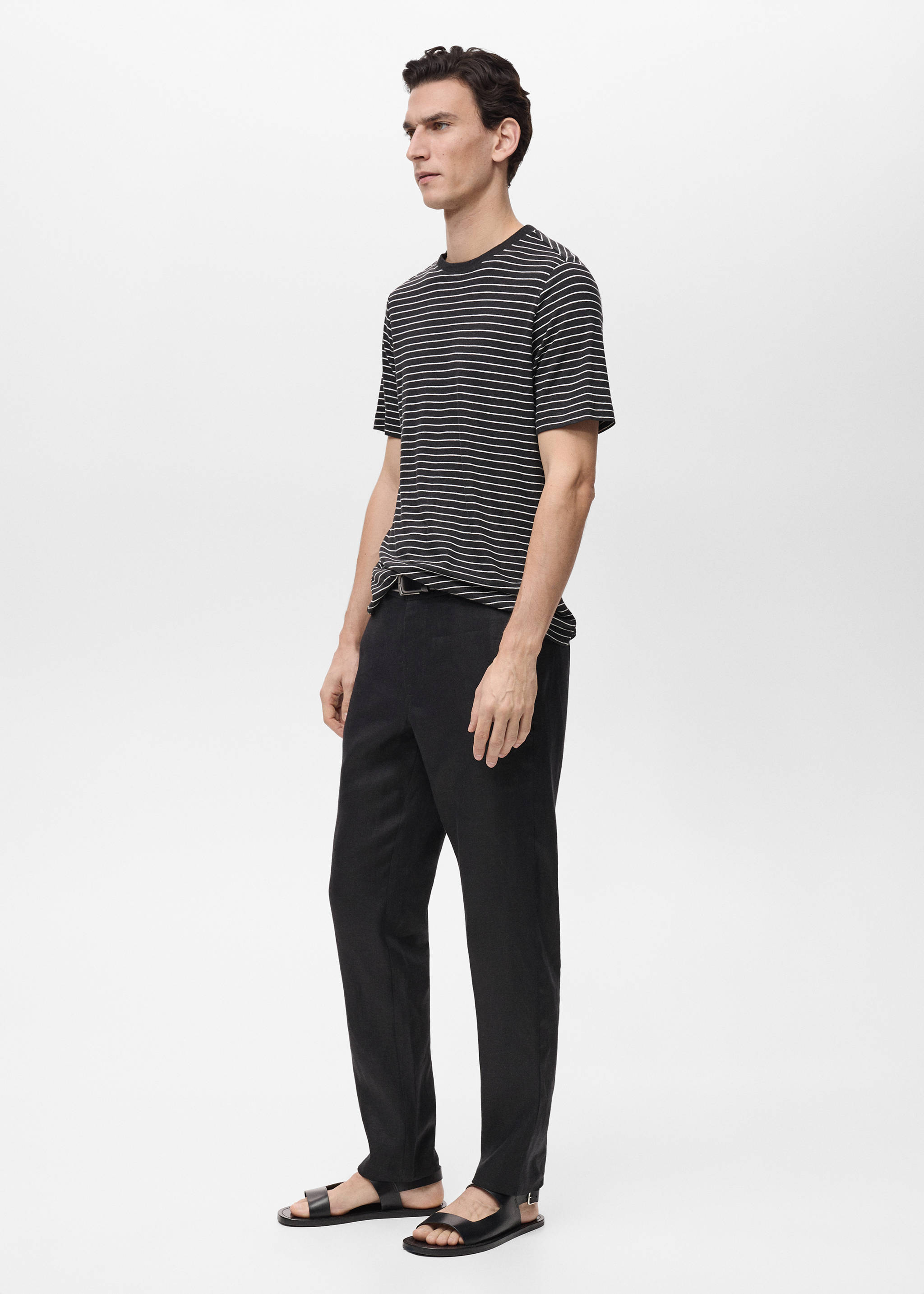 Striped slim-fit linen t-shirt - Details of the article 2