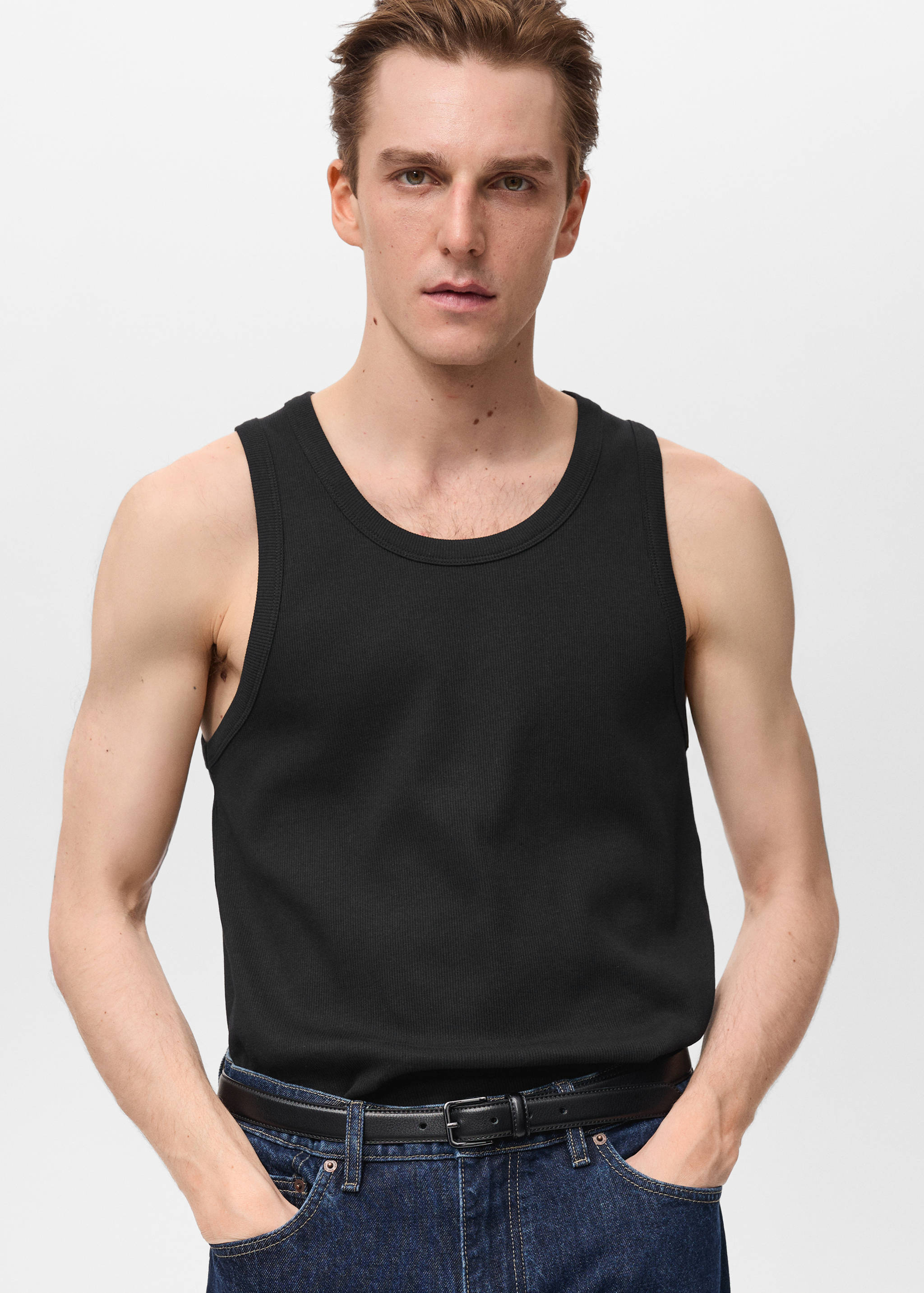 Slim-fit ribbed tank top - Medium plane