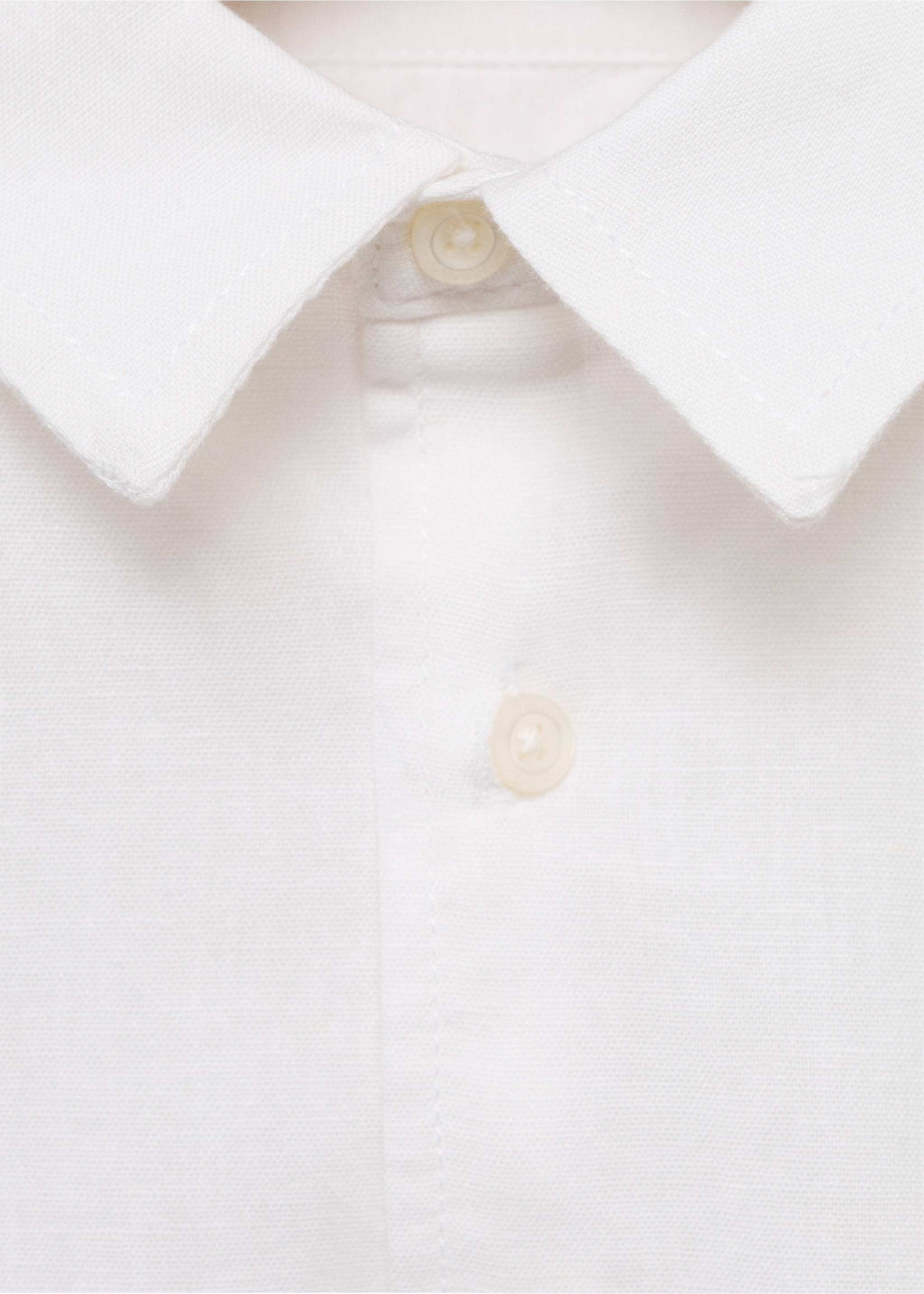 Camisa algodón y lino - Detalle del artículo 8, Blanco roto. Ref: 87015945-00.