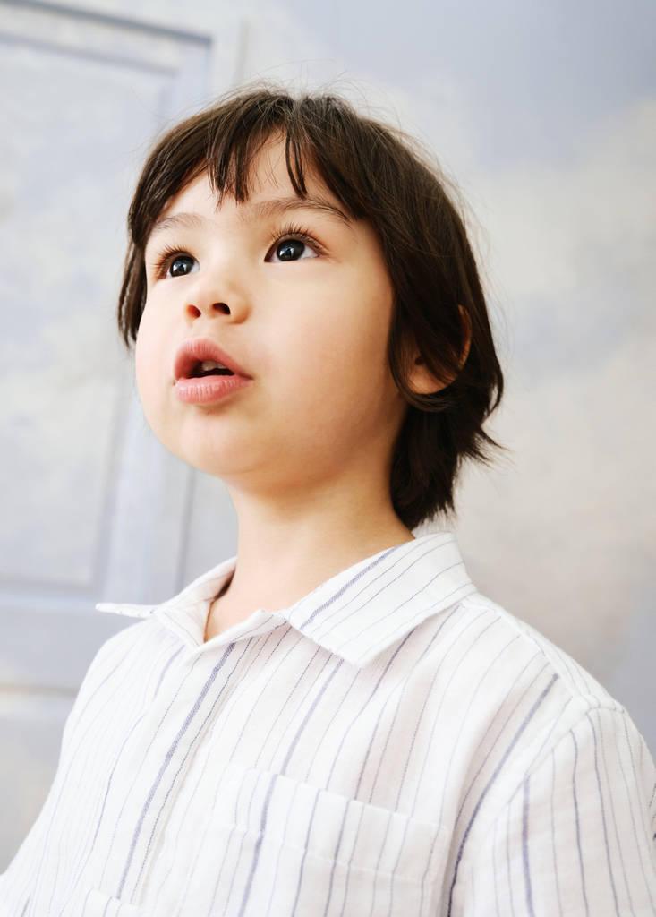 Striped cotton shirt — White