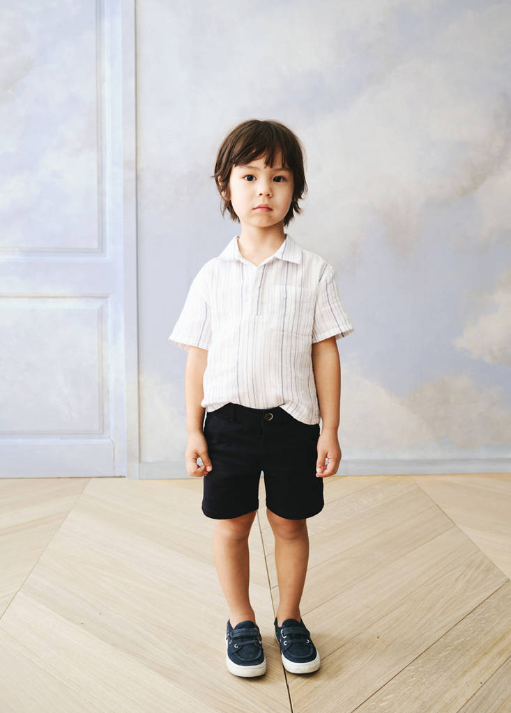 Striped cotton shirt — White