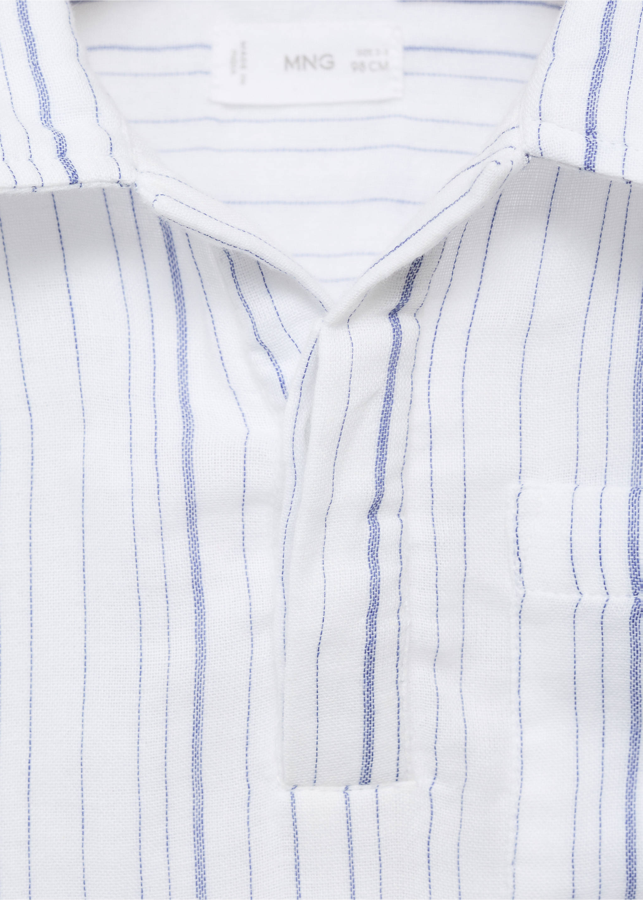 Camisa algodón rayas - Detalle del artículo 8, Blanco. Ref: 87015947-00.