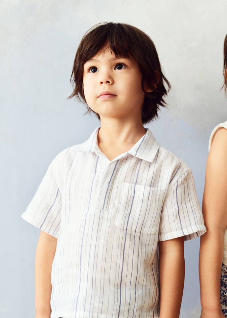 Striped cotton shirt — White