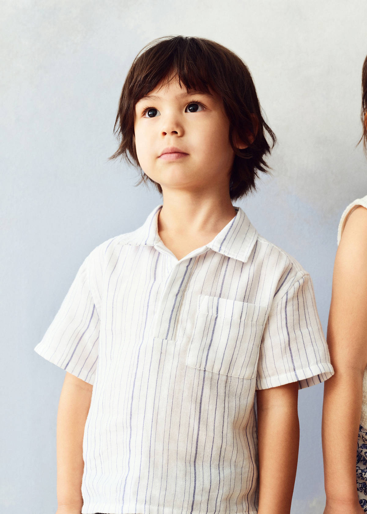 Striped cotton shirt — White