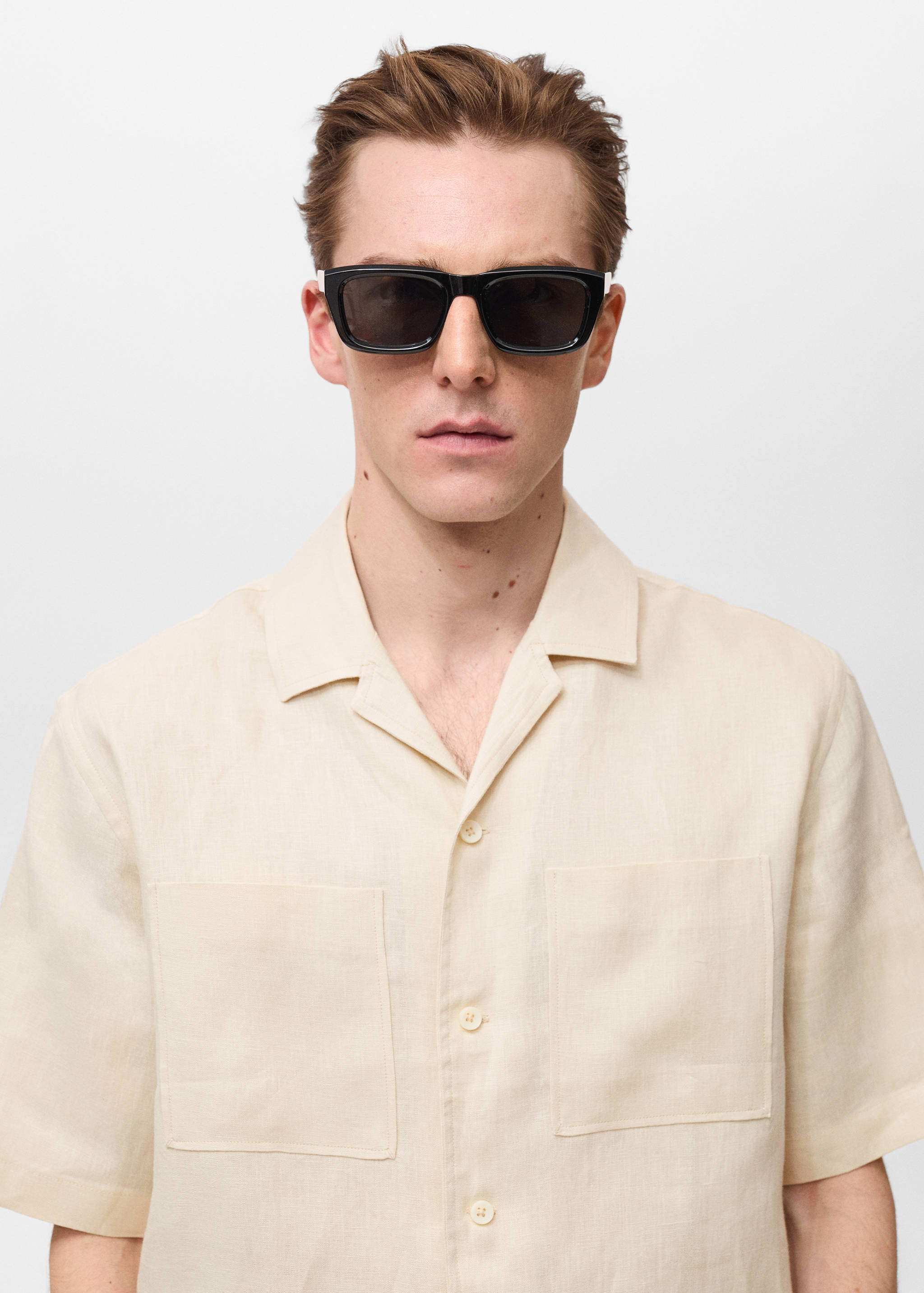 100% linen bowling-collar shirt - Details of the article 1