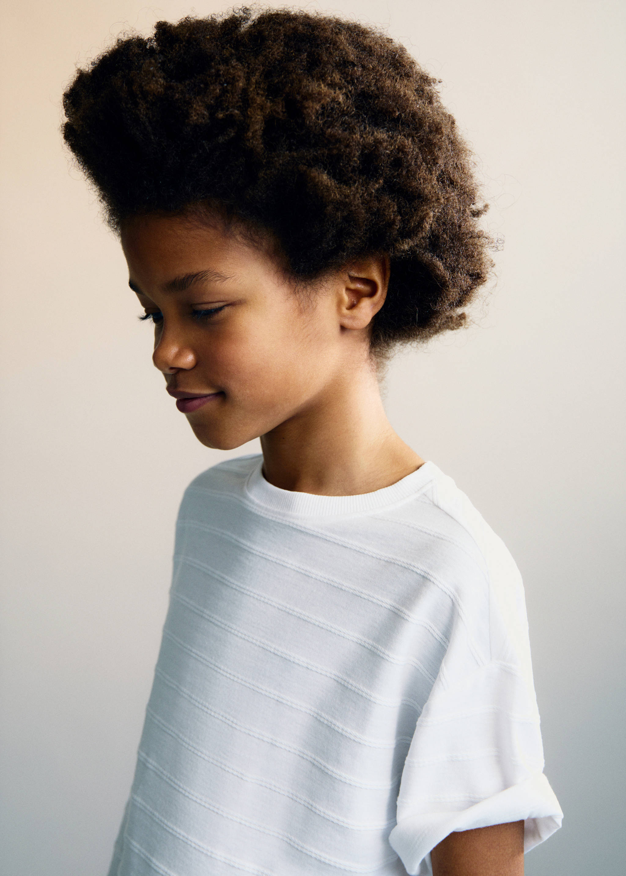 Cotton striped relief t-shirt - Details of the article 1