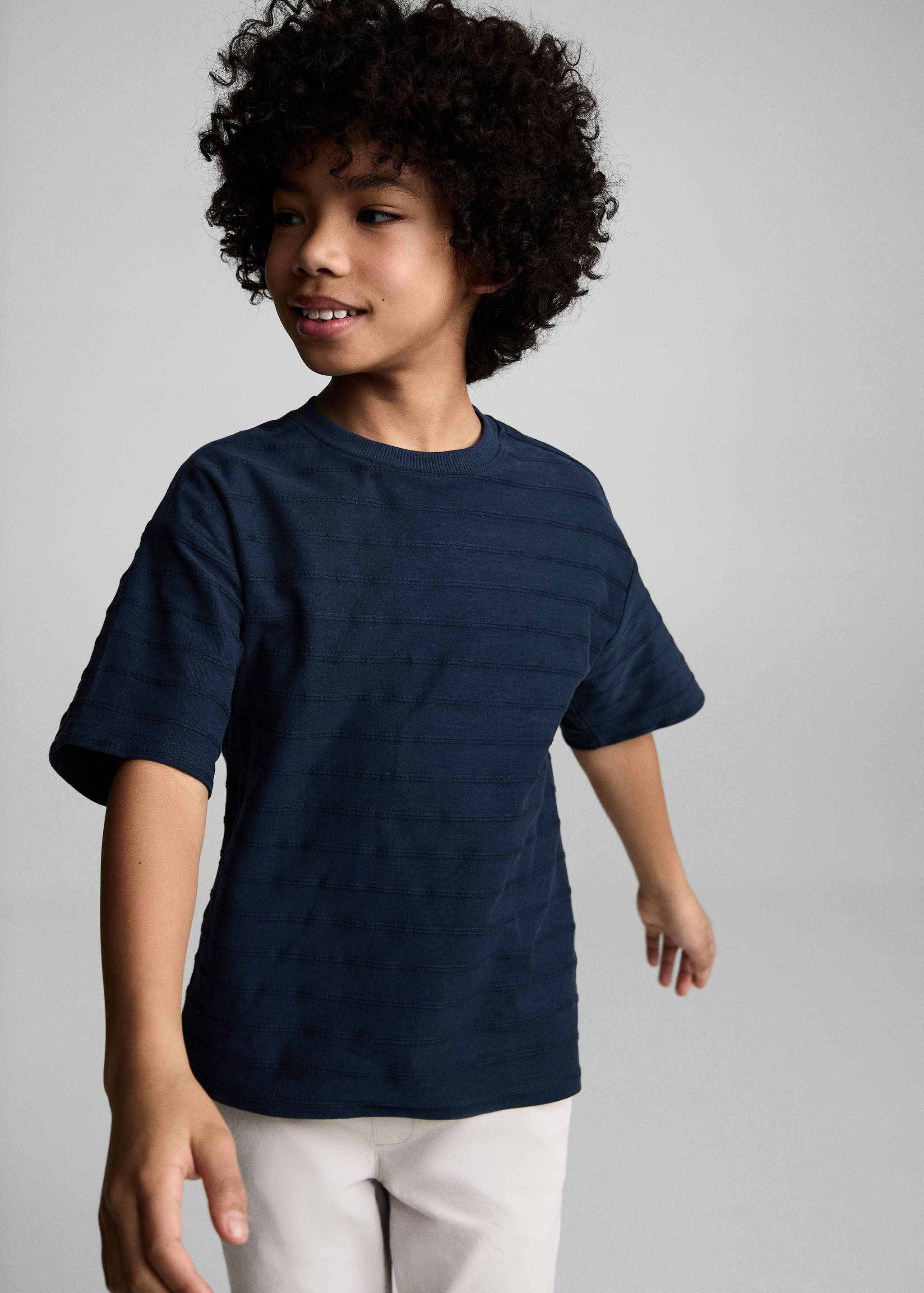 Cotton striped relief t-shirt - Medium plane