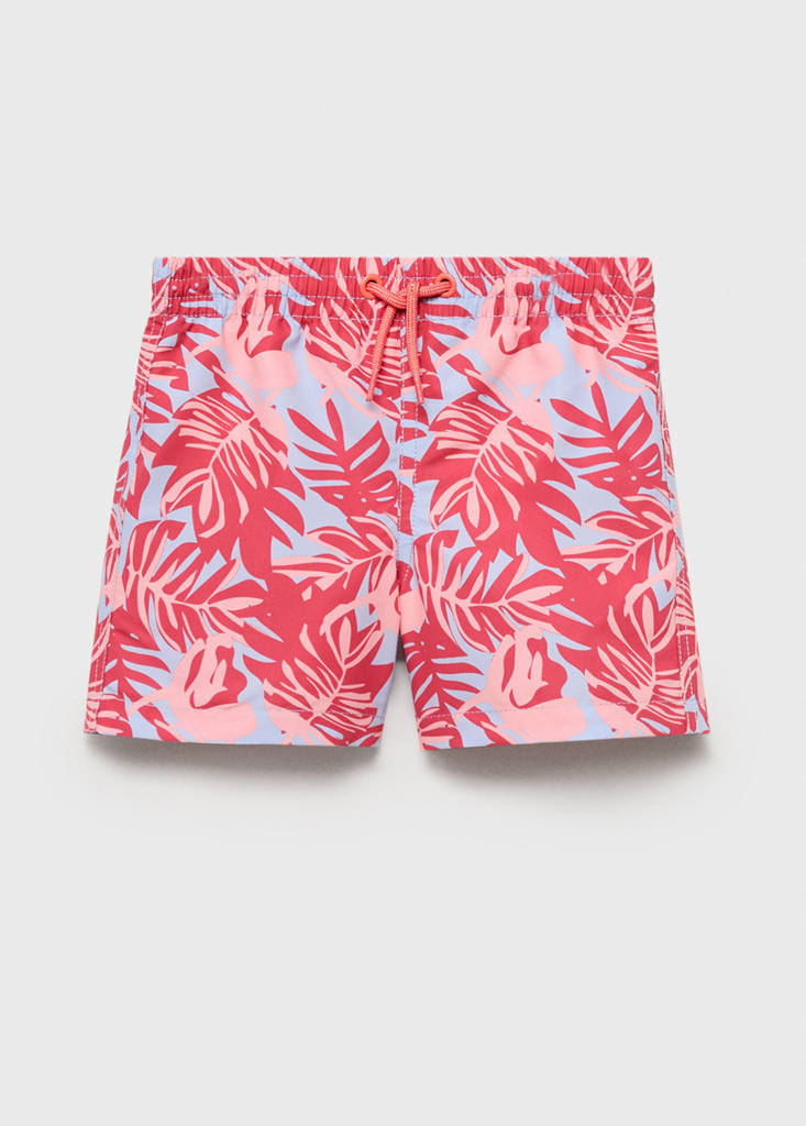 Leaf-print swimsuit — Coral Red