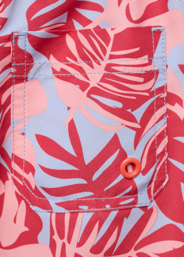 Leaf-print swimsuit — Coral Red