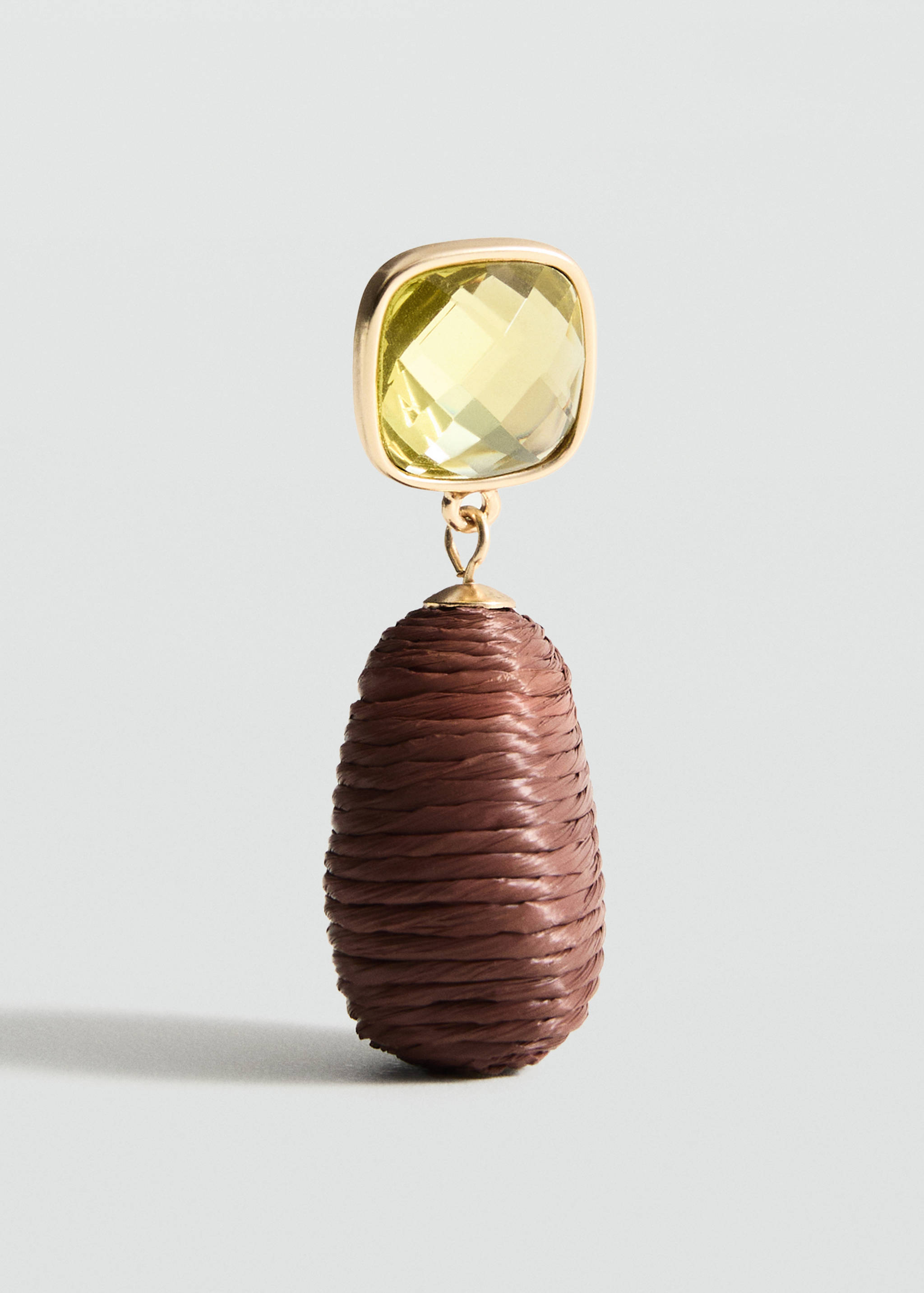 Combined raffia-bead earrings - Medium plane