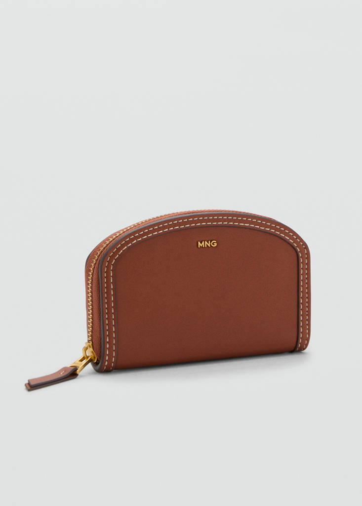 Oval-shaped faux-leather wallet — Leather