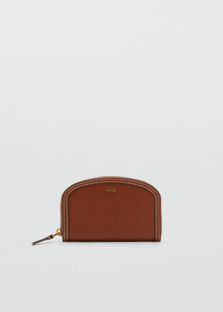 Oval-shaped faux-leather wallet — Leather
