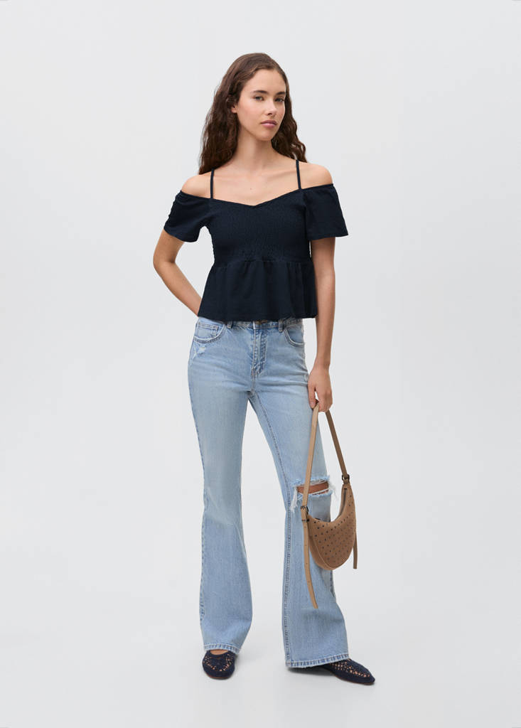 Ruffled top — Dark Navy