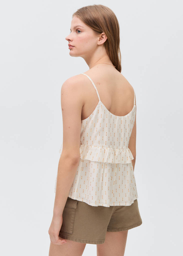 Ruffles embroidered top — Off White