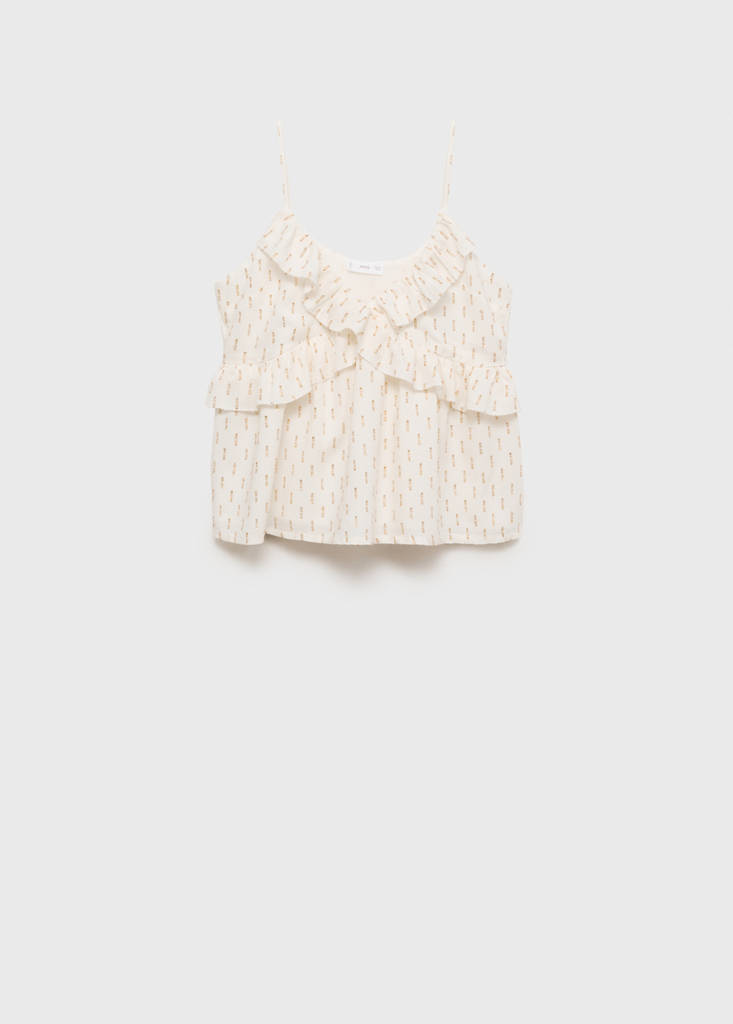 Ruffles embroidered top — Off White