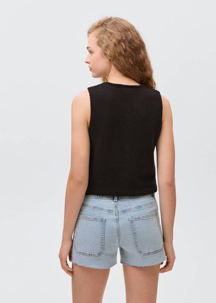 Frayed low-waist shorts — Light Blue